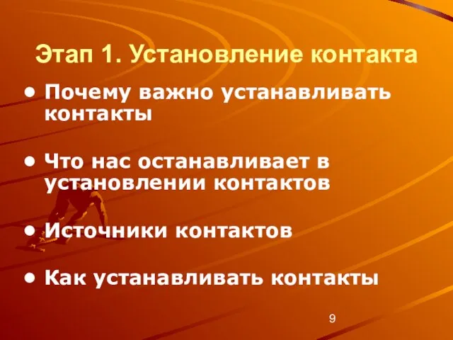 Этап 1. Установление контакта Почему важно устанавливать контакты Что нас останавливает в