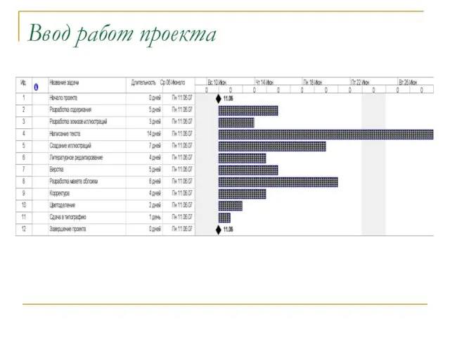 Ввод работ проекта