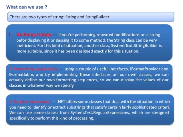 What can we use ? 2. Formatting expressions — using a couple