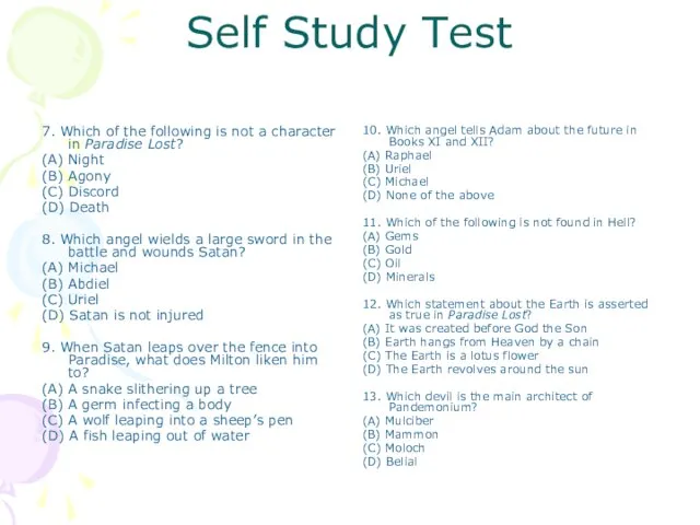Self Study Test 7. Which of the following is not a character