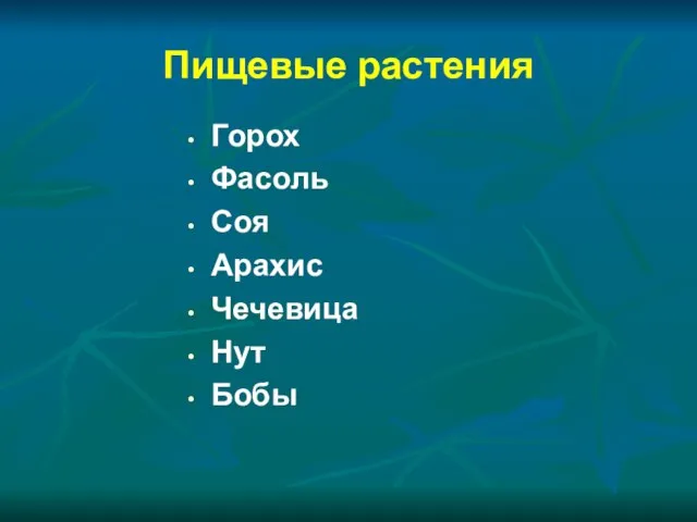 Пищевые растения Горох Фасоль Соя Арахис Чечевица Нут Бобы