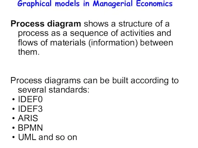 Graphical models in Managerial Economics Process diagram shows a structure of a