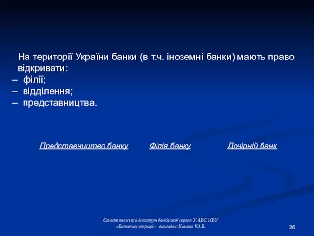 Севастопольський інститут банківської справи УАБС НБУ «Банківські операції» викладач: Козлова Ю.В. На