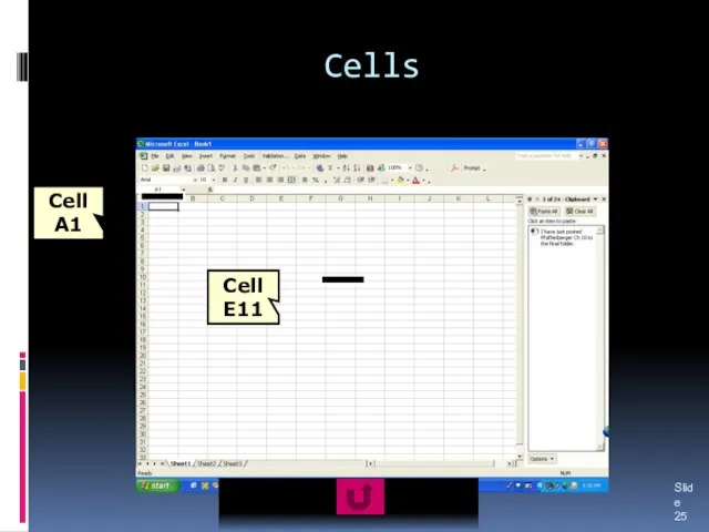 Cells Slide Cell A1 Cell E11