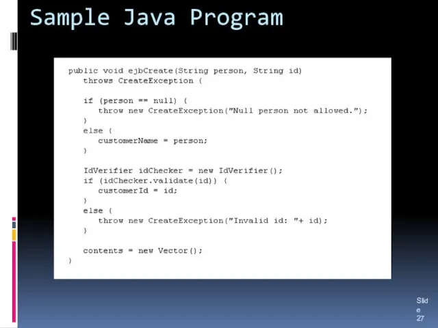 Sample Java Program Slide