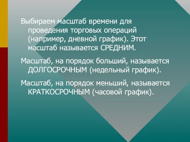 Выбираем масштаб времени для проведения торговых операций (например, дневной график). Этот масштаб