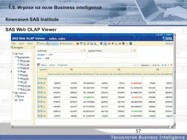 SAS Web OLAP Viewer Компания SAS Institute 1.5. Игроки на поле Business intelligence