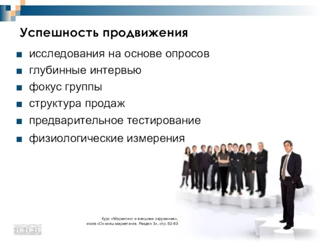 Успешность продвижения исследования на основе опросов глубинные интервью фокус группы структура продаж