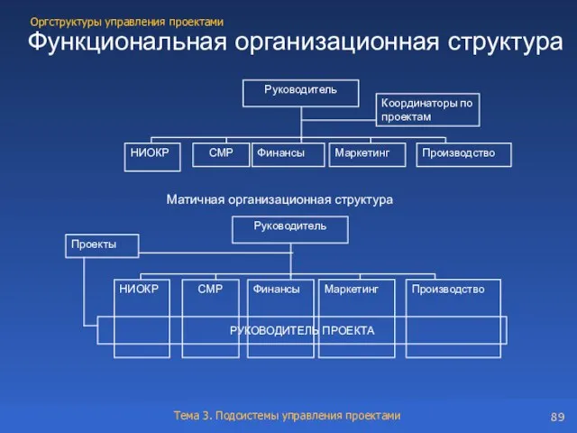 Функциональная организационная структура Матичная организационная структура