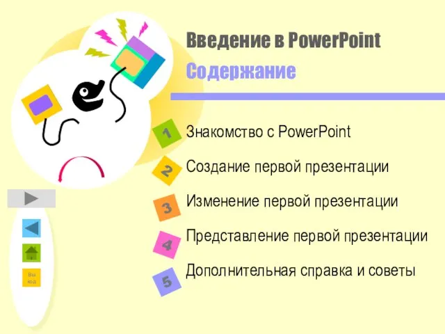 Введение в PowerPoint Содержание 2 1 3 4 Знакомство с PowerPoint Создание