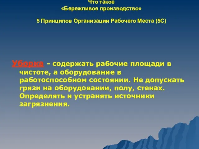 Что такое «Бережливое производство» 5 Принципов Организации Рабочего Места (5С) Уборка -