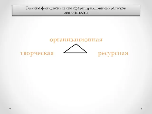 Главные функциональные сферы предпринимательской деятельности ресурсная творческая организационная