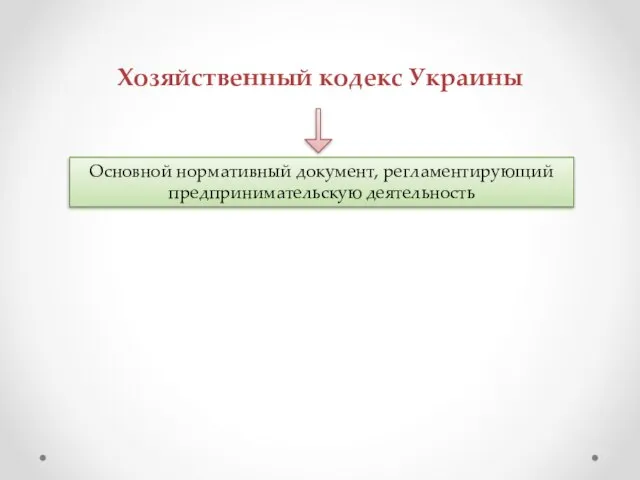 Основной нормативный документ, регламентирующий предпринимательскую деятельность Хозяйственный кодекс Украины