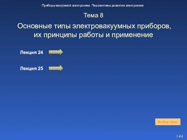 Тема 8 Основные типы электровакуумных приборов, их принципы работы и применение Лекция