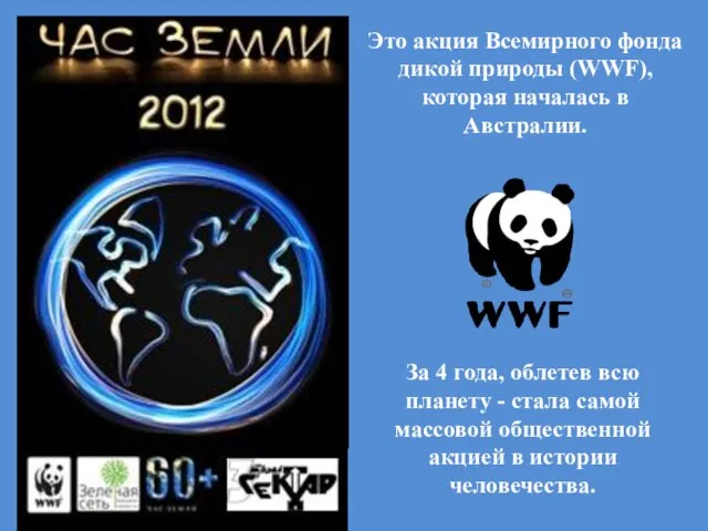 Это акция Всемирного фонда дикой природы (WWF), которая началась в Австралии. За