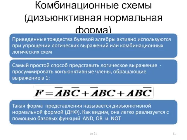 Комбинационные схемы (дизъюнктивная нормальная форма) из 21