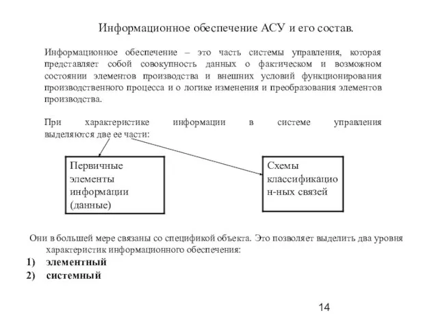 Информационное обеспечение АСУ и его состав. Информационное обеспечение – это часть системы