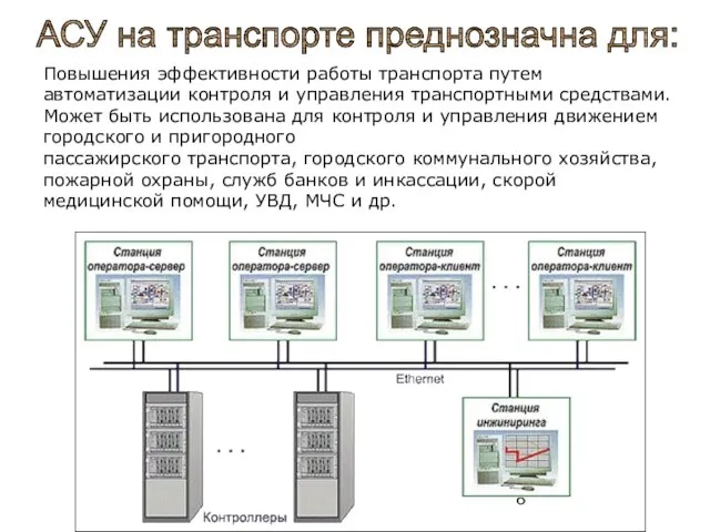 Повышения эффективности работы транспорта путем автоматизации контроля и управления транспортными средствами. Может