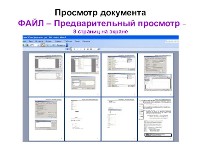 Просмотр документа ФАЙЛ – Предварительный просмотр – 8 страниц на экране