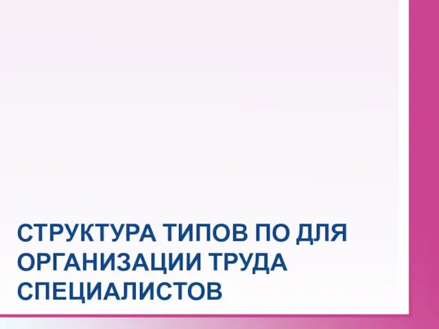 СТРУКТУРА ТИПОВ ПО ДЛЯ ОРГАНИЗАЦИИ ТРУДА СПЕЦИАЛИСТОВ