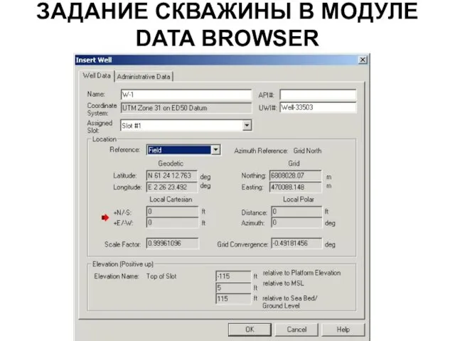 ЗАДАНИЕ СКВАЖИНЫ В МОДУЛЕ DATA BROWSER