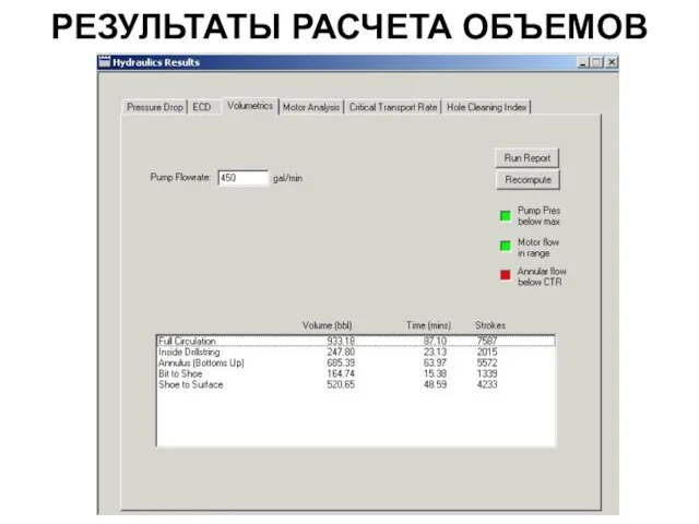 РЕЗУЛЬТАТЫ РАСЧЕТА ОБЪЕМОВ