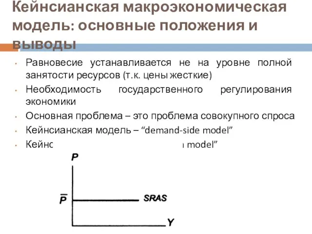 Кейнсианская макроэкономическая модель: основные положения и выводы Равновесие устанавливается не на уровне