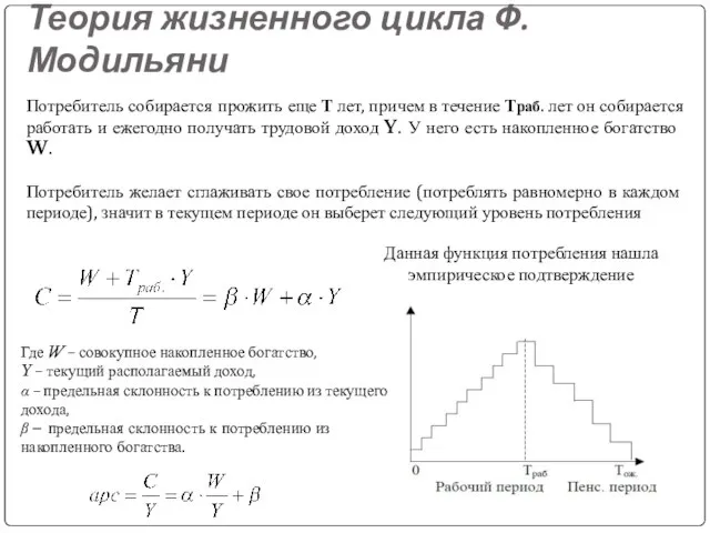 Потребитель собирается прожить еще Т лет, причем в течение Траб. лет он