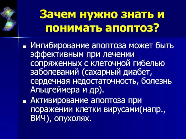 Зачем нужно знать и понимать апоптоз? Ингибирование апоптоза может быть эффективным при