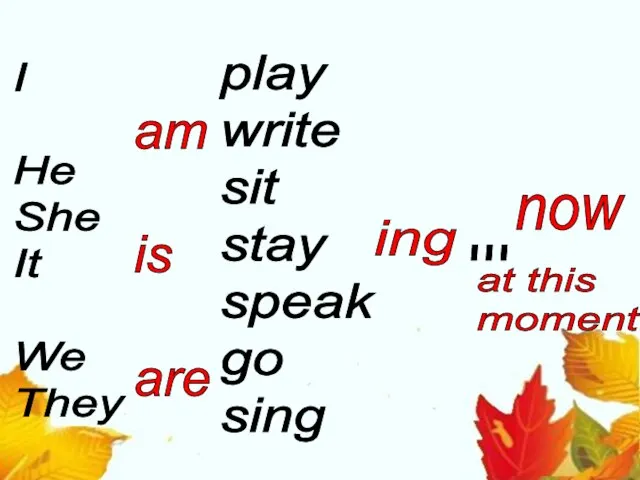 I He She It We They am is are play write sit