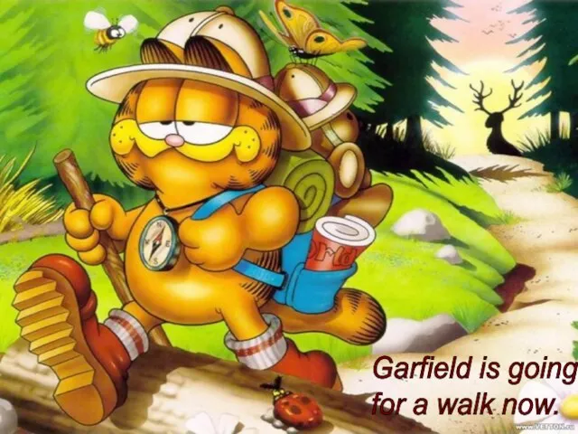 Garfield is going for a walk now.