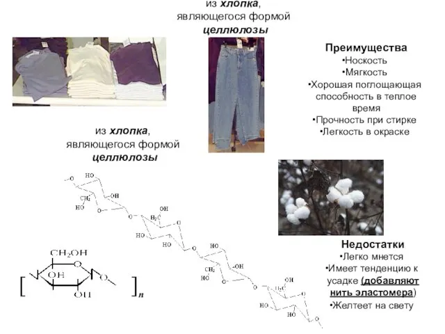 из хлопка, являющегося формой целлюлозы из хлопка, являющегося формой целлюлозы Преимущества Носкость