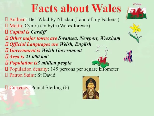 Anthem: Hen Wlad Fy Nhadau (Land of my Fathers ) Motto: Cymru