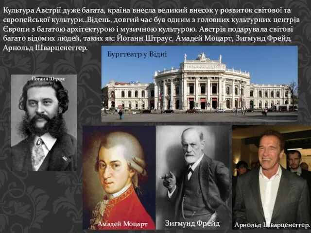 Культура Австрії дуже багата, країна внесла великий внесок у розвиток світової та