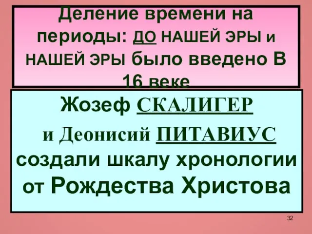 Деление времени на периоды: ДО НАШЕЙ ЭРЫ и НАШЕЙ ЭРЫ было введено