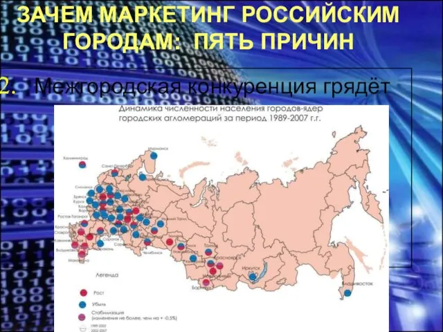 ЗАЧЕМ МАРКЕТИНГ РОССИЙСКИМ ГОРОДАМ: ПЯТЬ ПРИЧИН Межгородская конкуренция грядёт