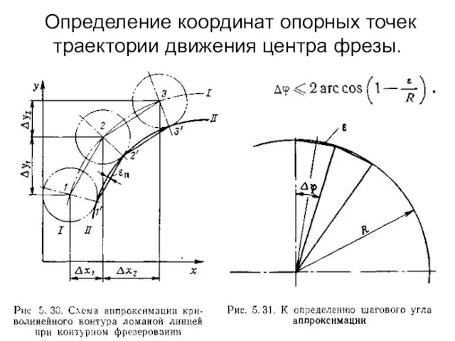 Определение координат опорных точек траектории движения центра фрезы.