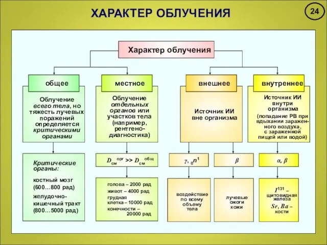 ХАРАКТЕР ОБЛУЧЕНИЯ