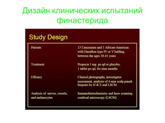 Дизайн клинических испытаний финастерида