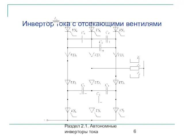 Раздел 2.1. Автономные инверторы тока Инвертор тока с отсекающими вентилями