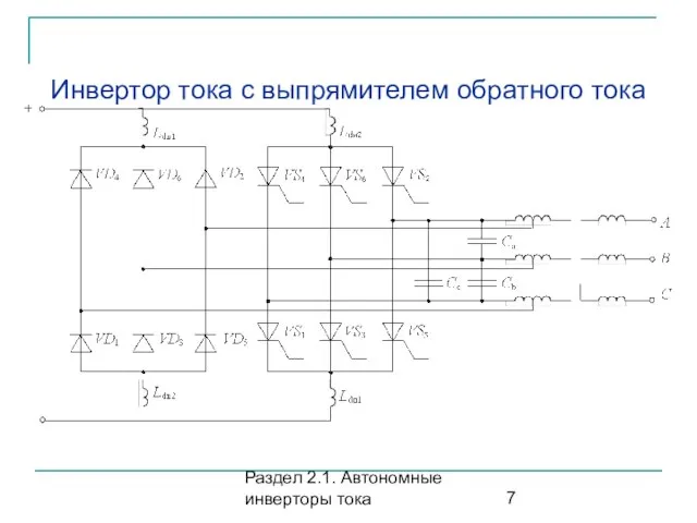 Раздел 2.1. Автономные инверторы тока Инвертор тока с выпрямителем обратного тока