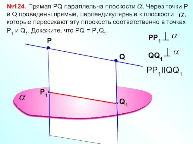 Р №124. Прямая РQ параллельна плоскости . Через точки Р и Q