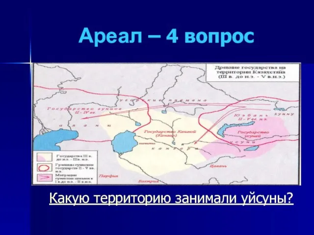 Ареал – 4 вопрос Какую территорию занимали уйсуны?