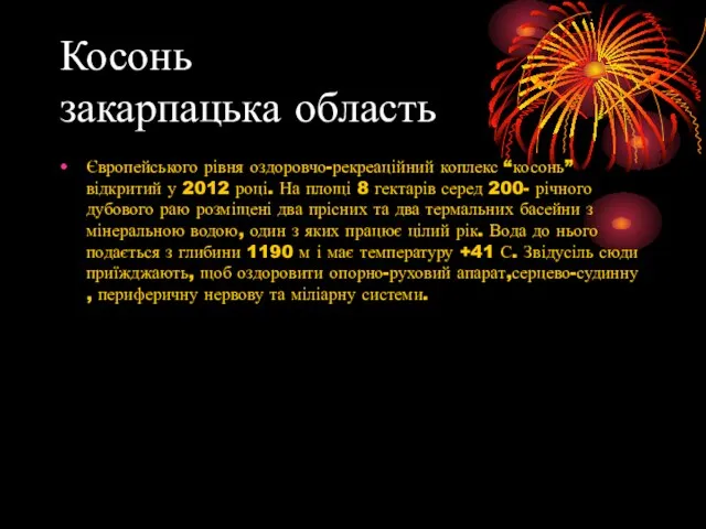 Косонь закарпацька область Європейського рівня оздоровчо-рекреаційний коплекс “косонь” відкритий у 2012 році.