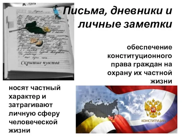 Письма, дневники и личные заметки носят частный характер и затрагивают личную сферу