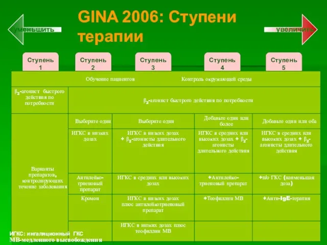 Ступень 1 Ступень 2 Ступень 3 Ступень 4 Ступень 5 GINA 2006: