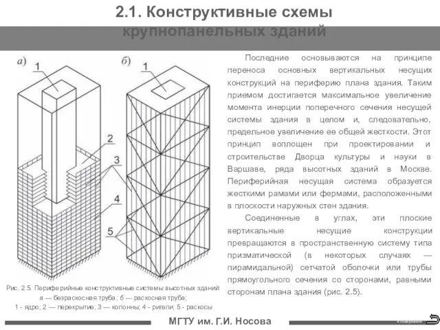 МГТУ им. Г.И. Носова Последние основываются на принципе переноса основных вертикальных несущих