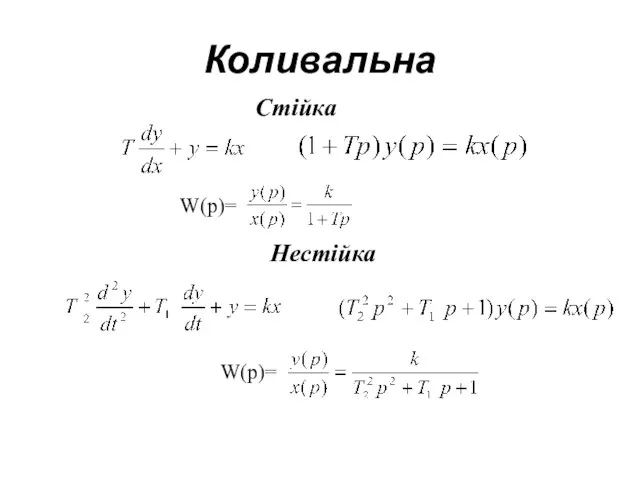 Коливальна Стійка W(p)= Нестійка W(p)=