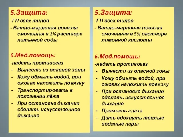 5.Защита: -ГП всех типов - Ватно-марливая повязка смоченная в 2% растворе питьевой