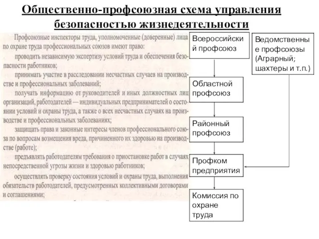 Общественно-профсоюзная схема управления безопасностью жизнедеятельности